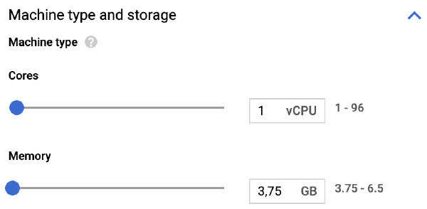 Default state of the CloudSQL instance configuration form