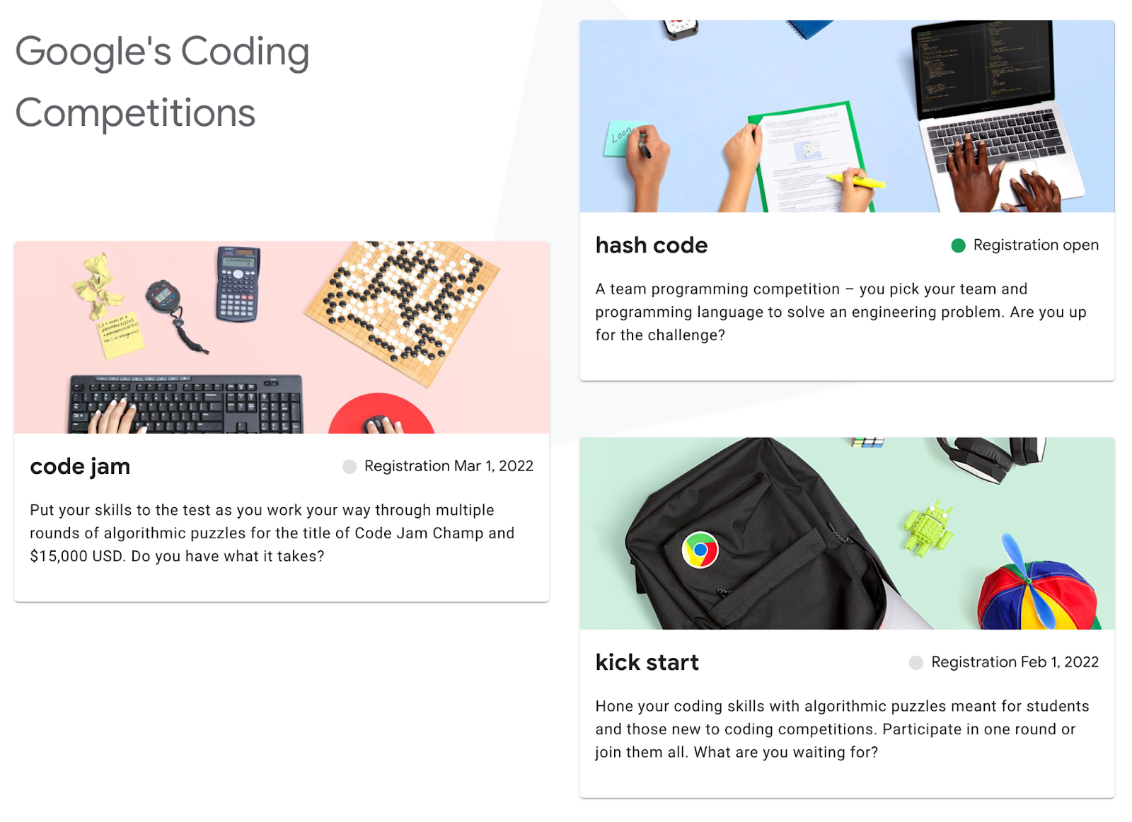 The unified website of Google’s Coding Competitions