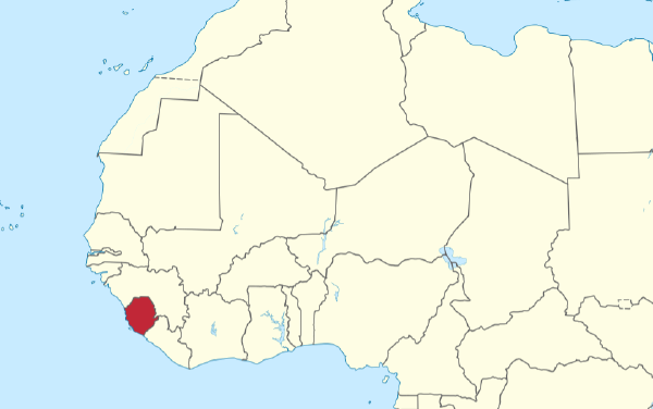 Sierra Leone on the map of West and Northern Africa