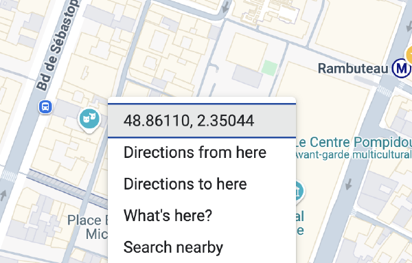 Example of how to copy geo coords from Google maps from a pop up menu after right clicking on invader location